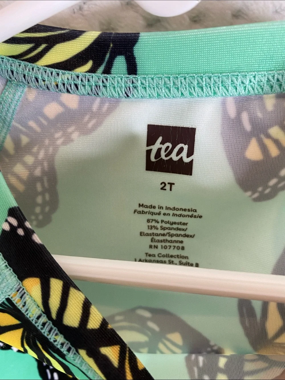 Tea Collection Green and Yellow Butterfly Rashguard Swim Top